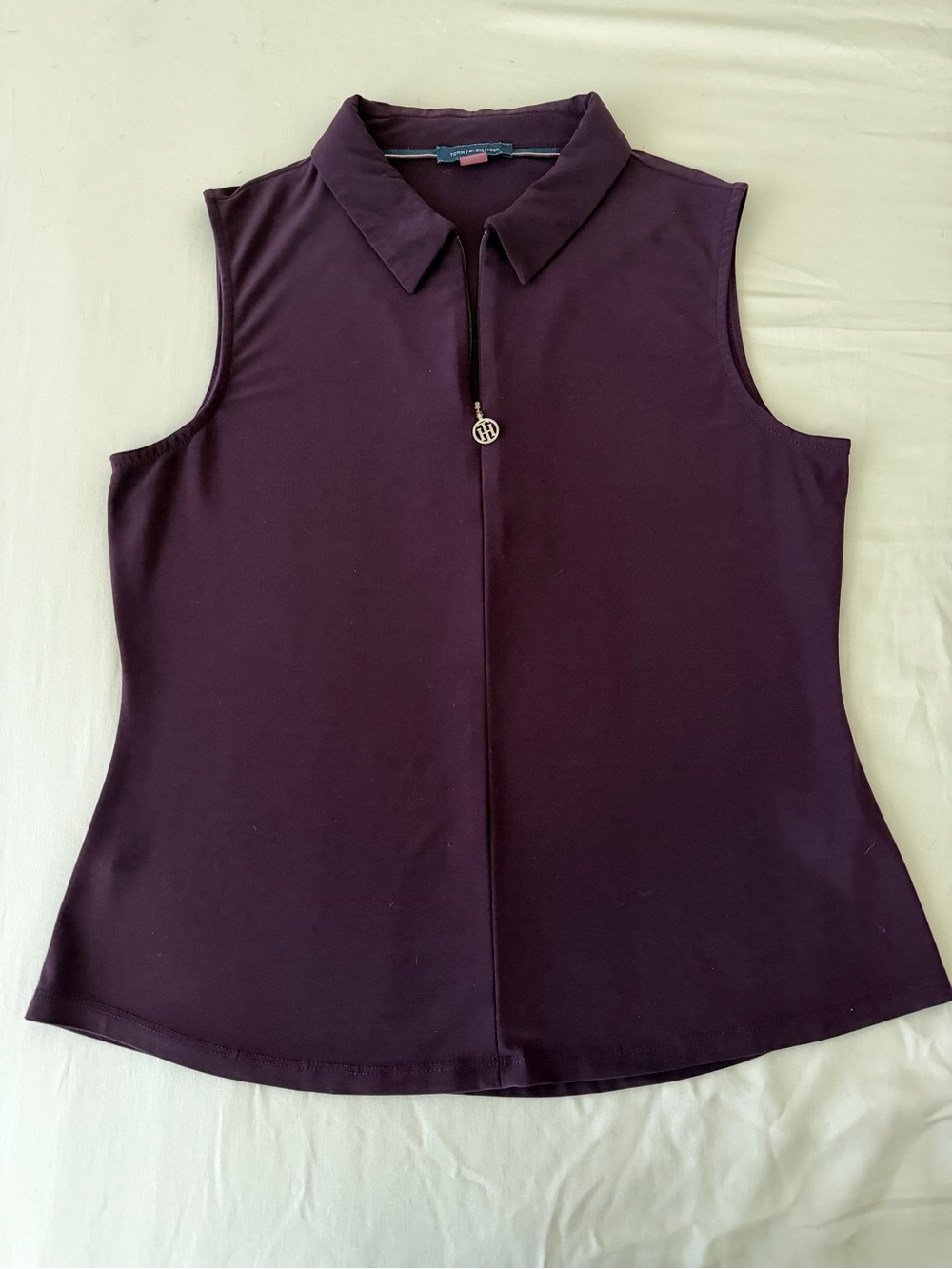 Tommy Hilfiger Sleeveless Polo Top in Plum
